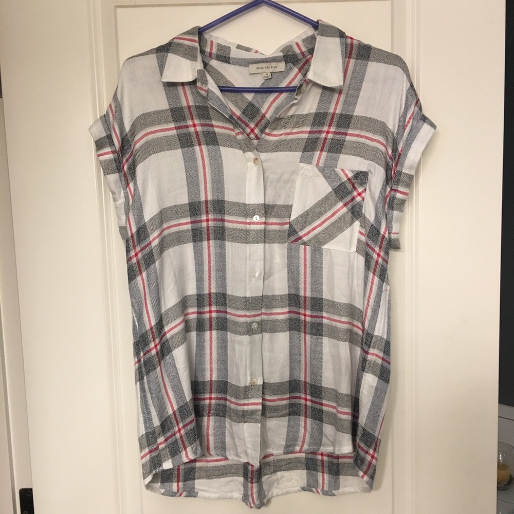 NWOT | Plaid Blouse | Skies Are Blue